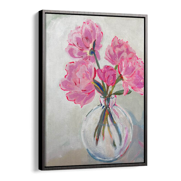 PINK FLOWERS GLASS VASE