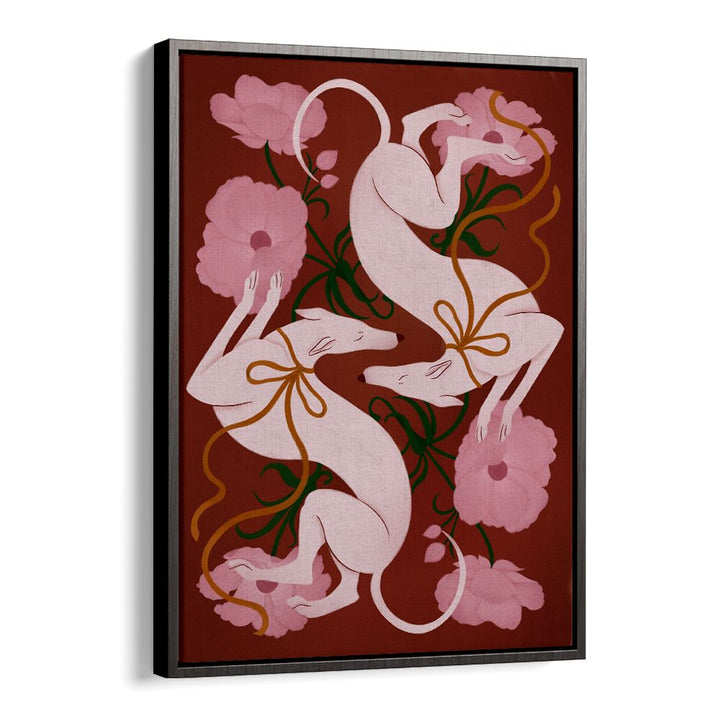 ELEGANT GREYHOUNDS AND FLOWERS