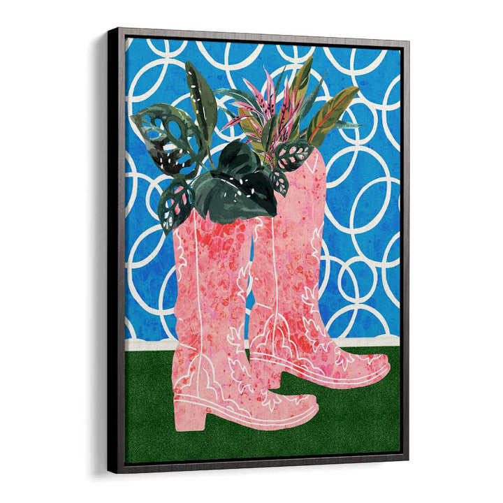 PINK BOOTS GREEN PLANTS