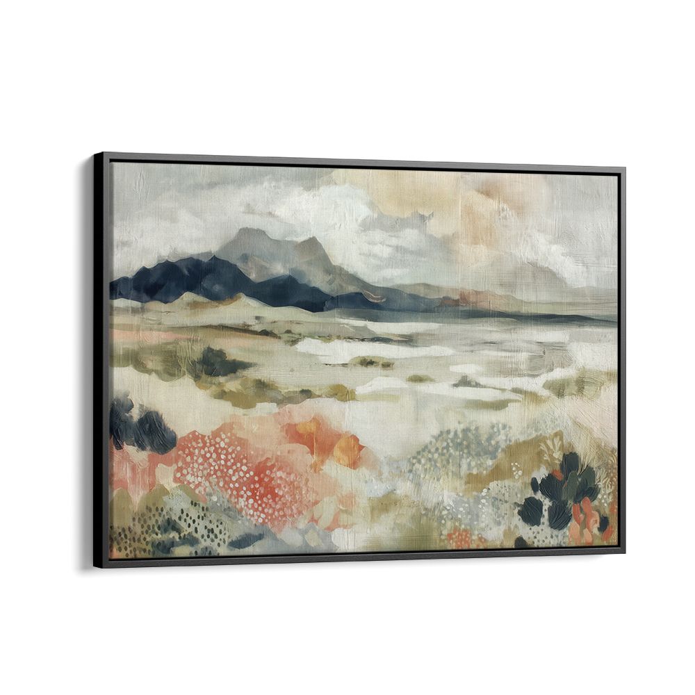 DESERT WILDFLOWERS AND DISTANT MOUNTAINS