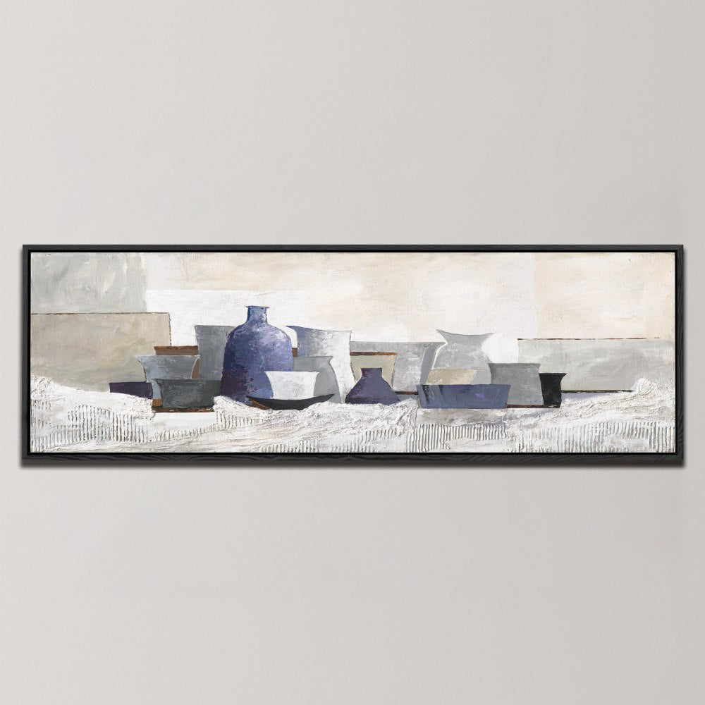 MODERN BLUE STILL LIFE , PANORAMIC ART