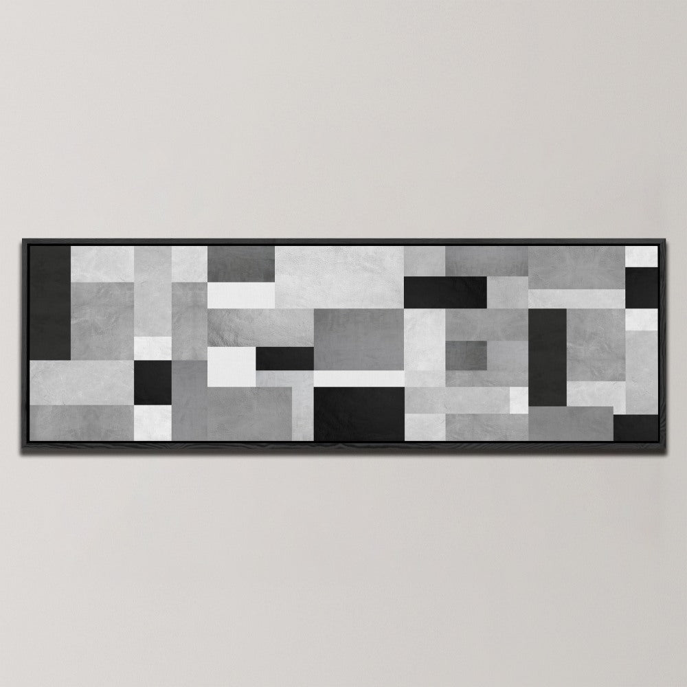 MONOCHROME GEOMETRIC BLOCKS , PANORAMIC ART