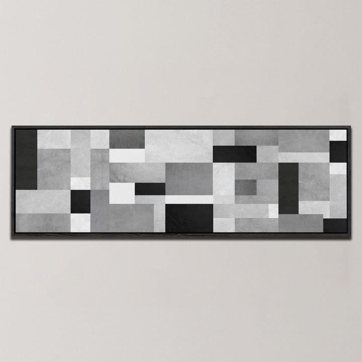 MONOCHROME GEOMETRIC BLOCKS , PANORAMIC ART