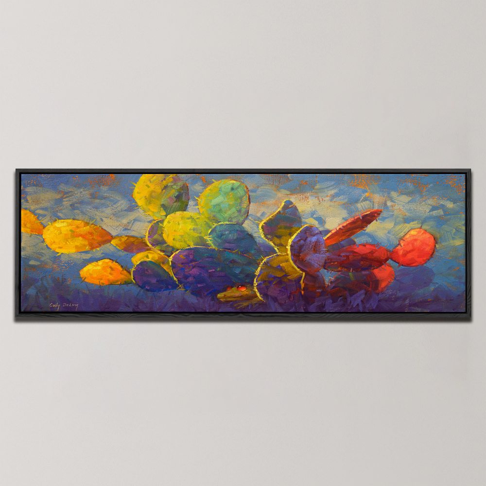 VIBRANT DESERT CACTI , PANORAMIC ART