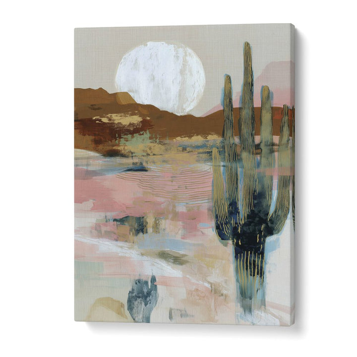 MOONLIT SAGUARO IN ABSTRACT DESERT