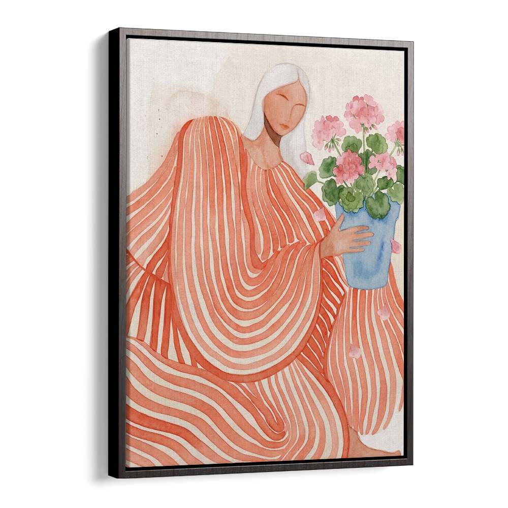 SERENE WOMAN PINK FLOWERS