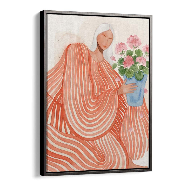 SERENE WOMAN PINK FLOWERS