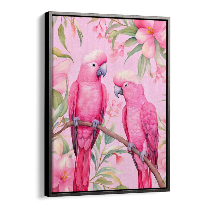 PINK PARROTS ON BRANCH