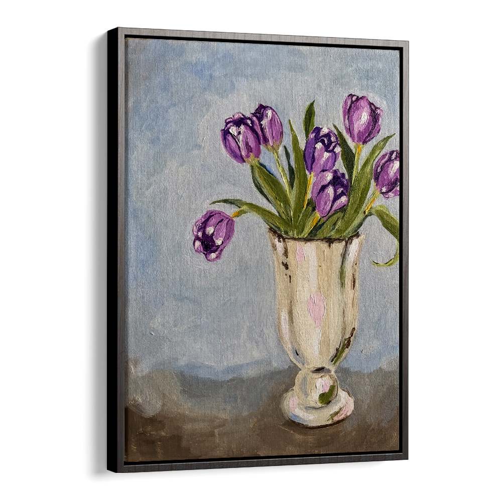 PURPLE TULIPS IN VASE