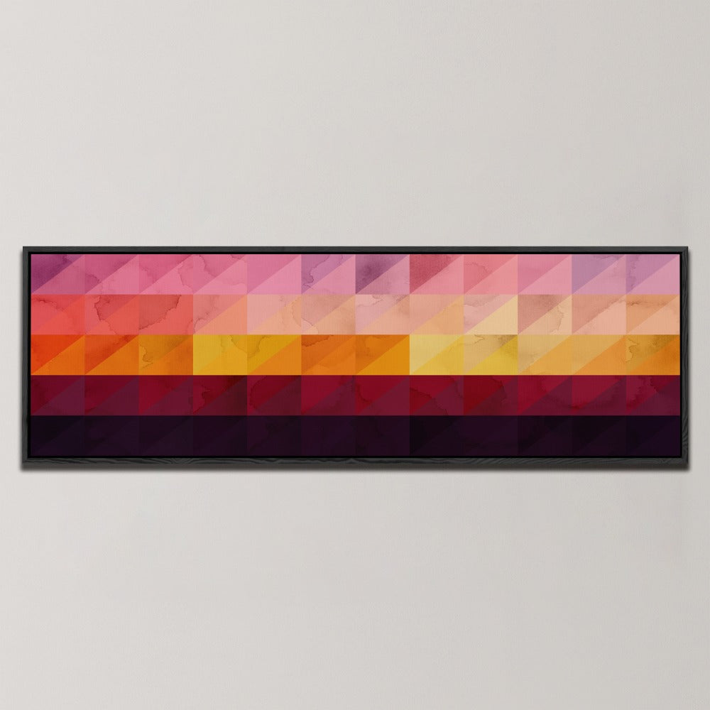 VIBRANT GRADIENT TRIANGLES , PANORAMIC ART
