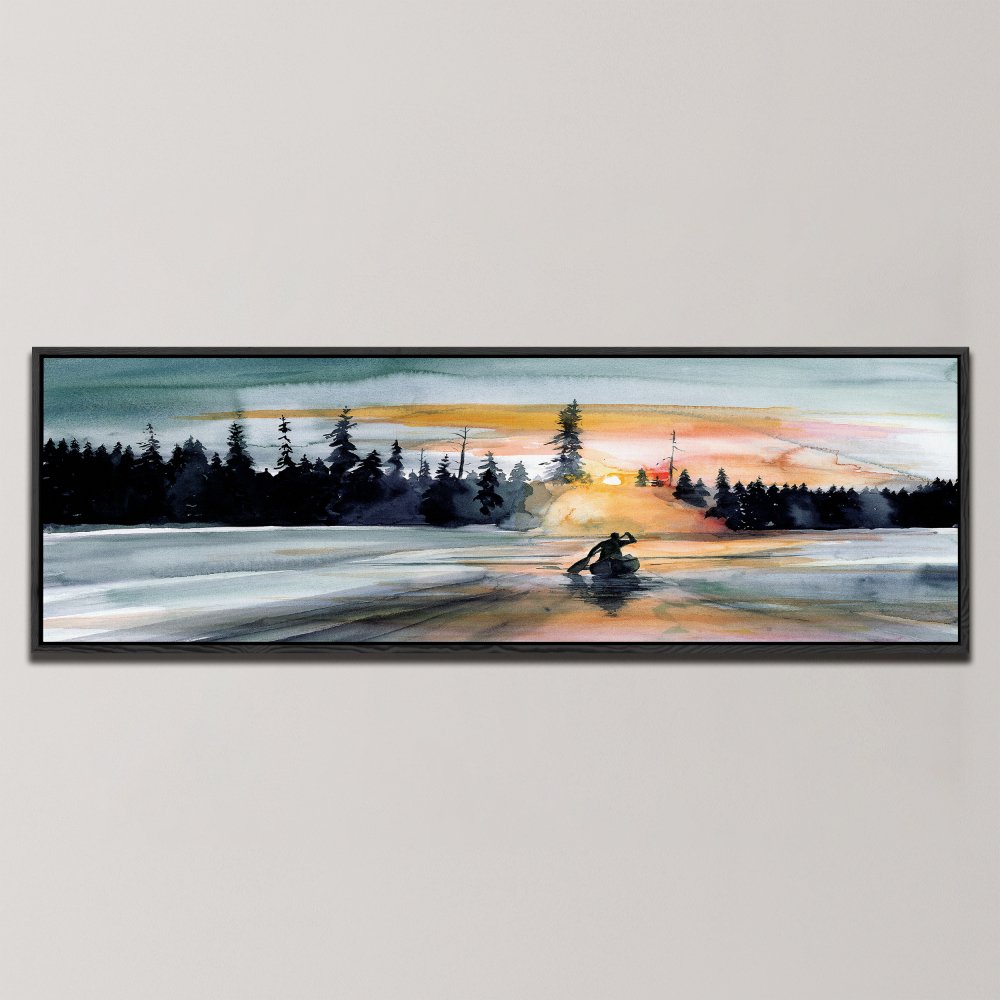 WILDERNESS LAKE PADDLING , PANORAMIC ART