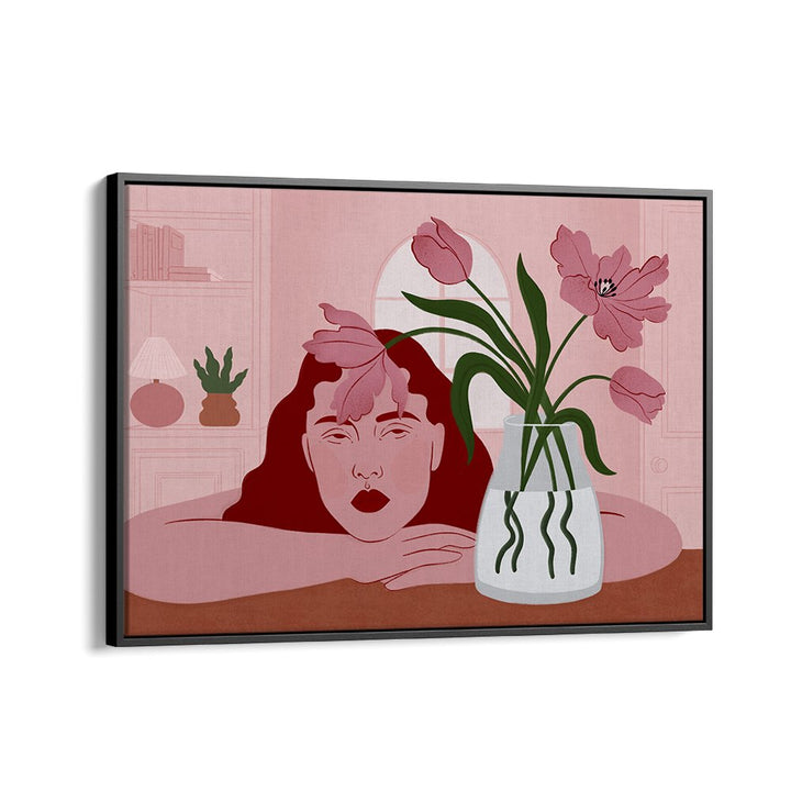 PENSIVE WOMAN AND TULIPS