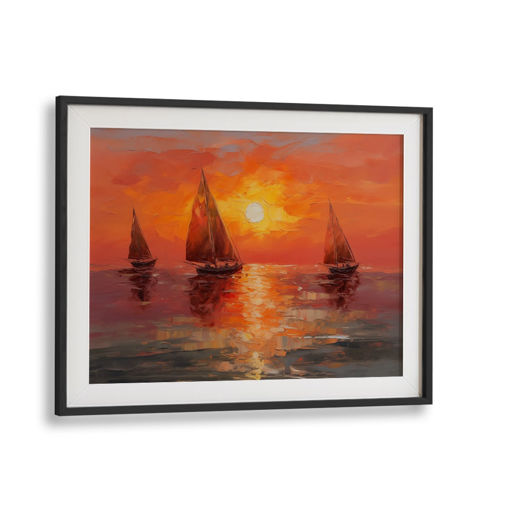 VIBRANT SUNSET SAILBOATS