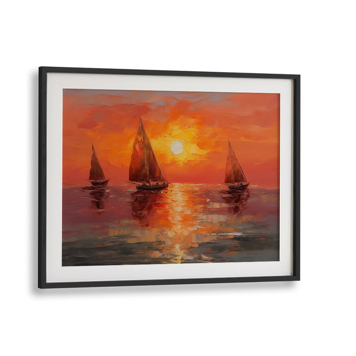 VIBRANT SUNSET SAILBOATS