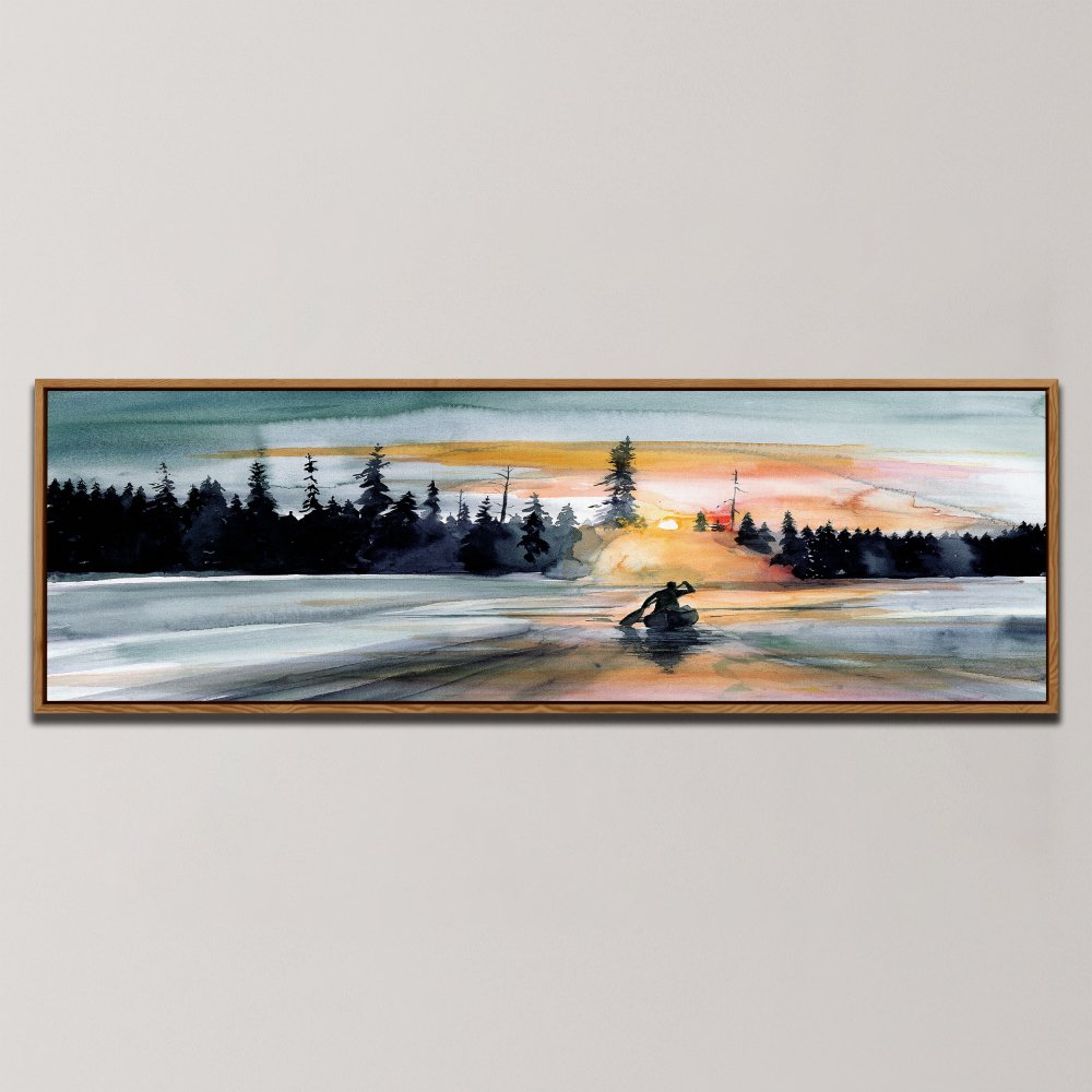 WILDERNESS LAKE PADDLING , PANORAMIC ART