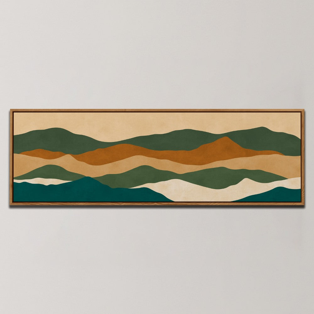 EARTHY LAYERED MOUNTAINS , PANORAMIC ART