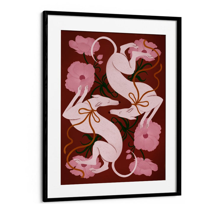 ELEGANT GREYHOUNDS AND FLOWERS