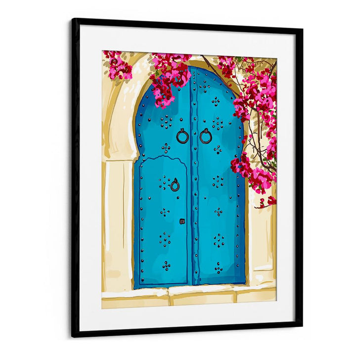 BLUE DOOR AND BOUGAINVILLEA