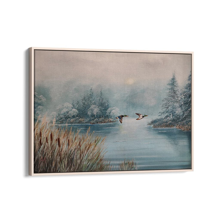 DUCKS OVER WINTER LAKE
