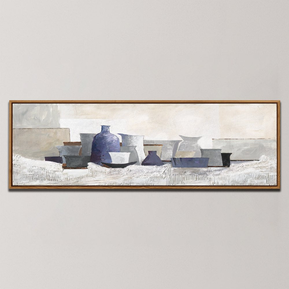 MODERN BLUE STILL LIFE , PANORAMIC ART