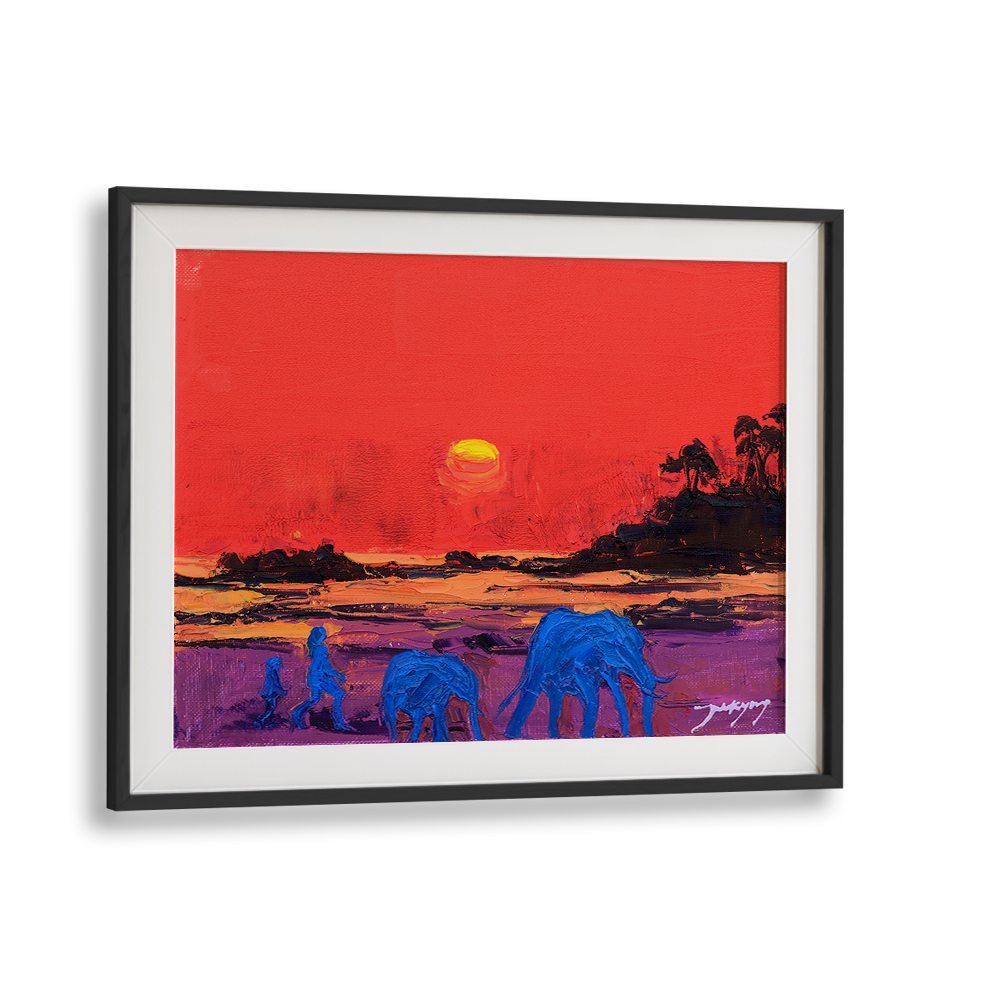 VIVID SUNSET ELEPHANTS