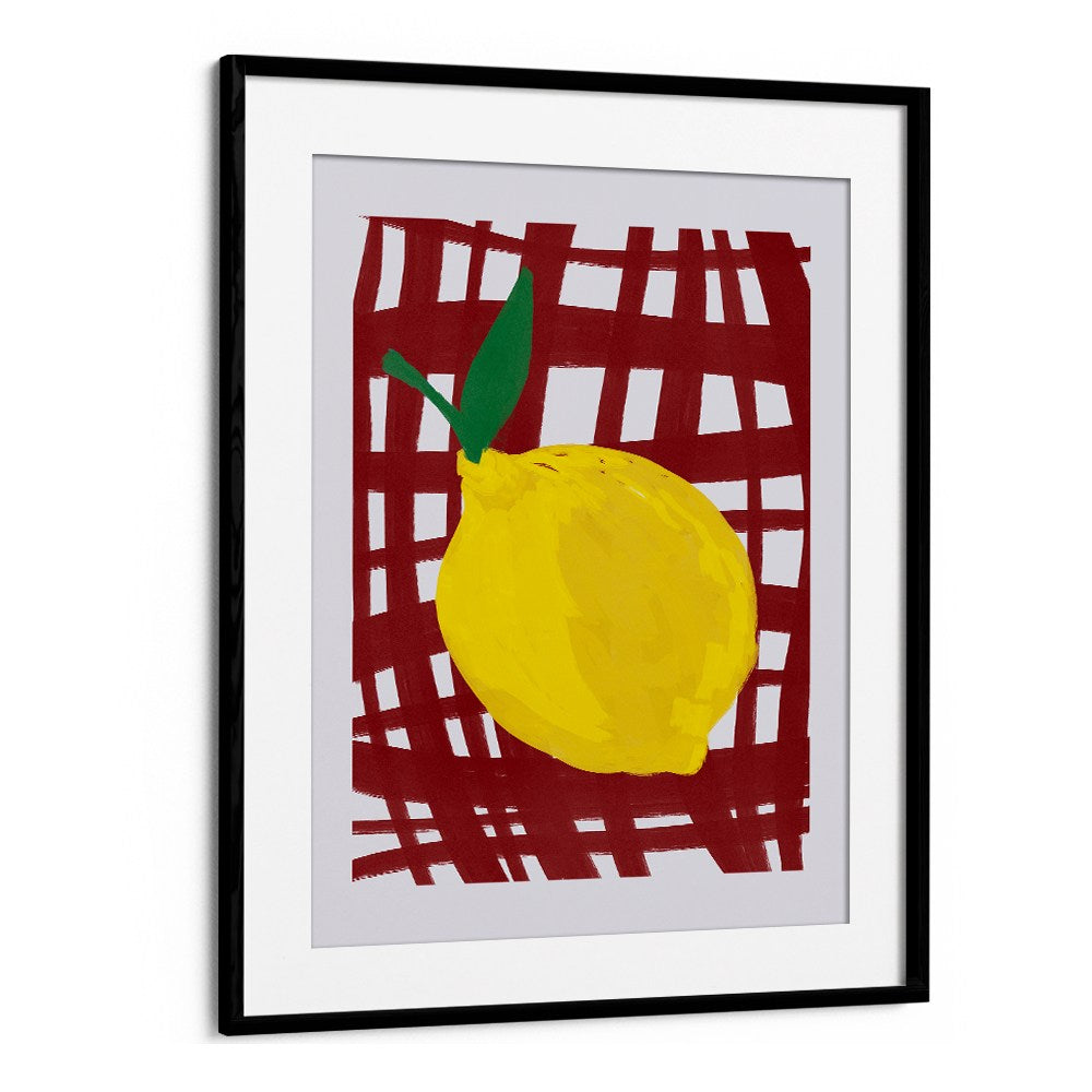 BRIGHT LEMON RED GRID