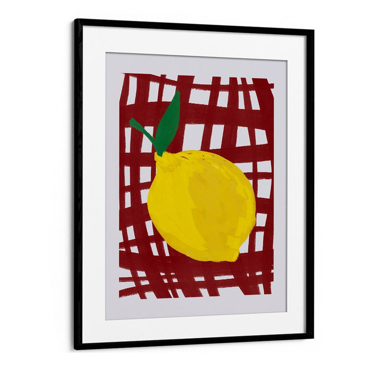 BRIGHT LEMON RED GRID