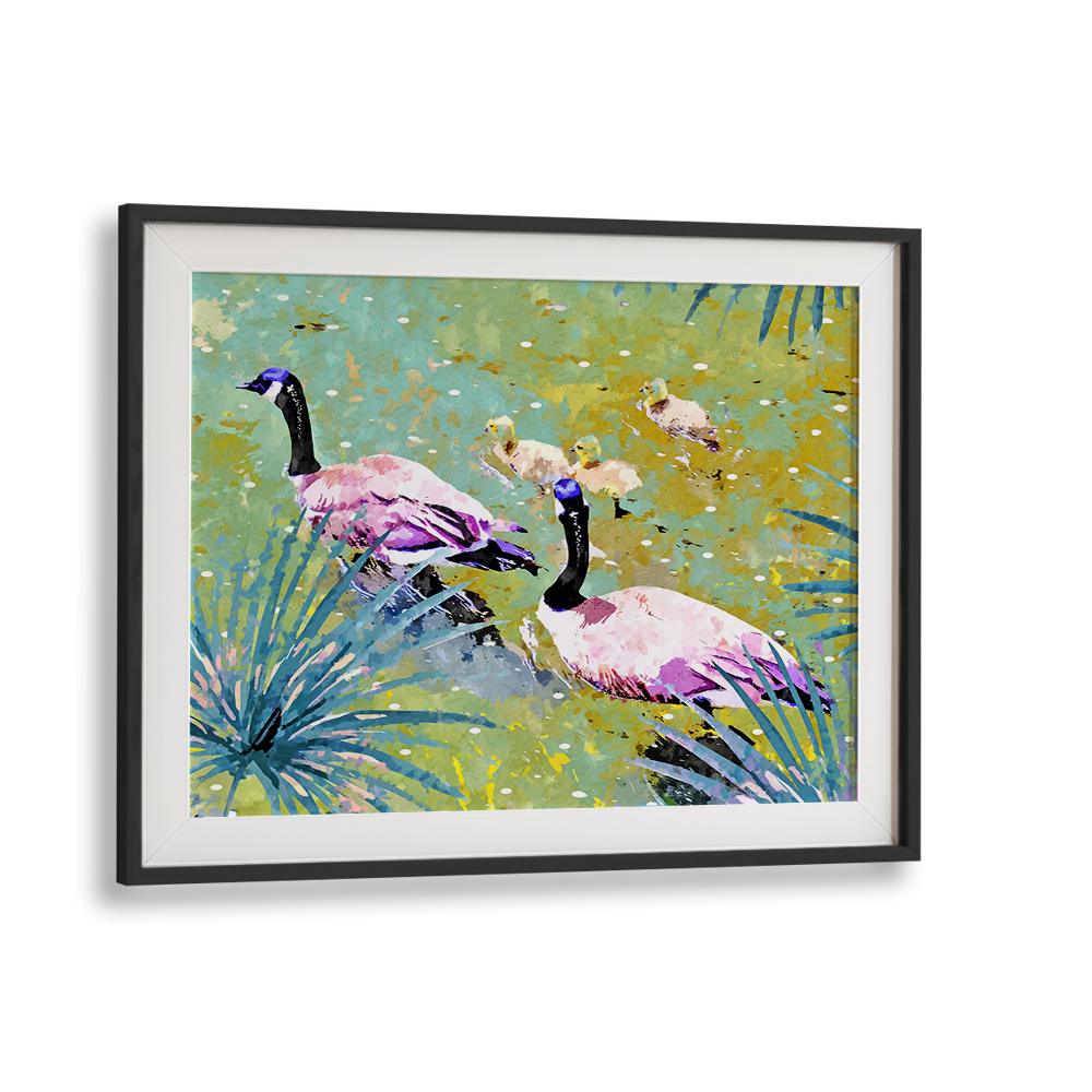 VIBRANT GEESE FAMILY POND