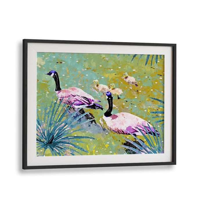 VIBRANT GEESE FAMILY POND