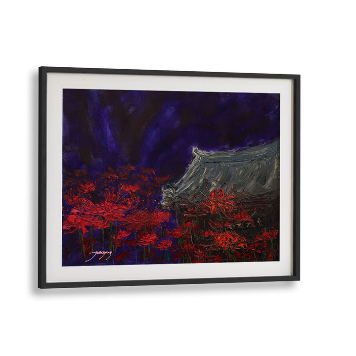 TEMPLE UNDER RED BLOOMS