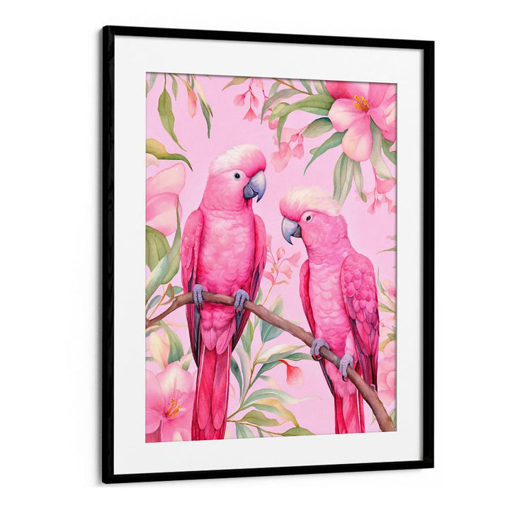 PINK PARROTS ON BRANCH
