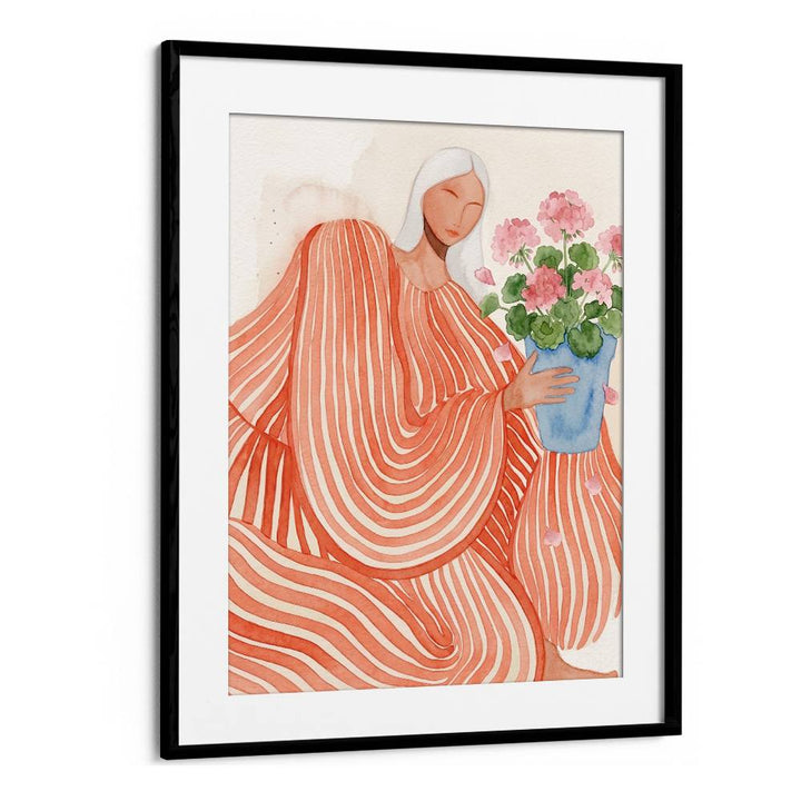 SERENE WOMAN PINK FLOWERS