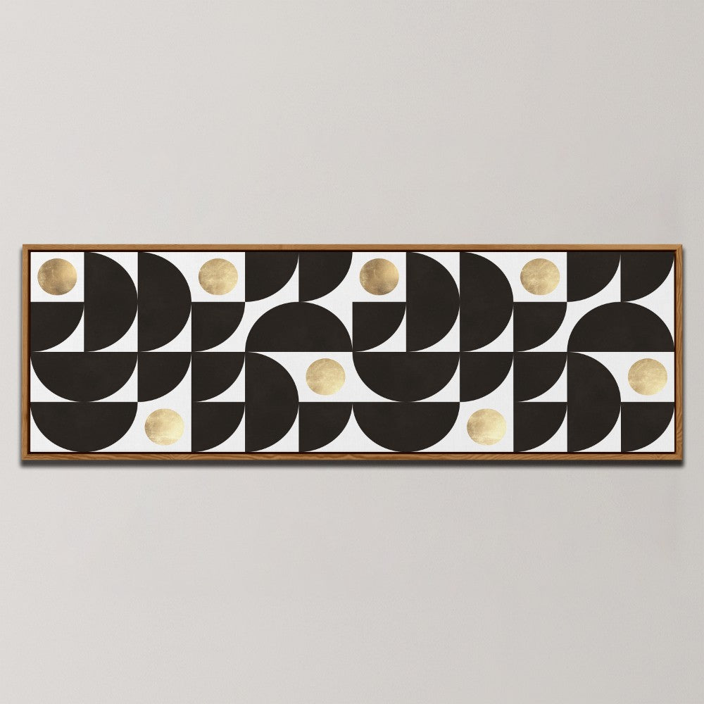 ELEGANT GEOMETRIC GOLD CIRCLES , PANORAMIC ART