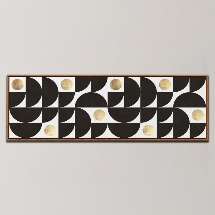 ELEGANT GEOMETRIC GOLD CIRCLES , PANORAMIC ART