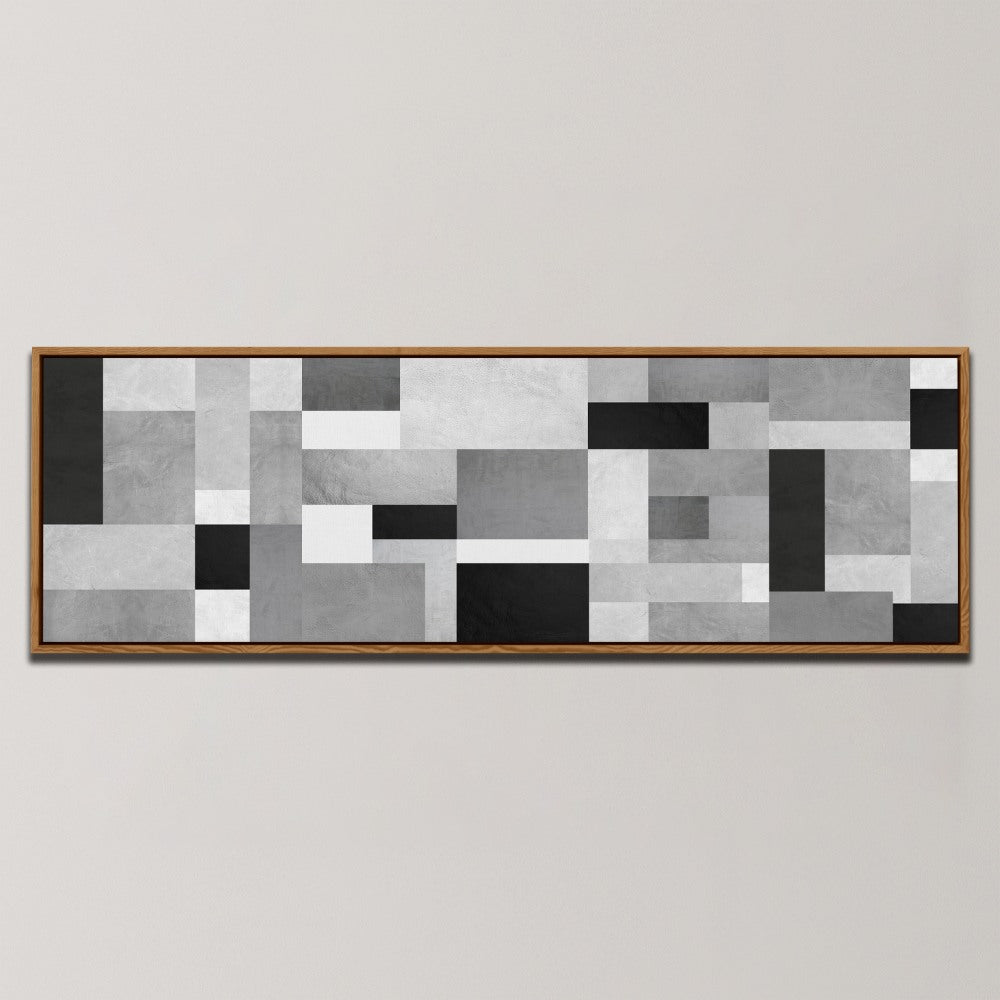 MONOCHROME GEOMETRIC BLOCKS , PANORAMIC ART