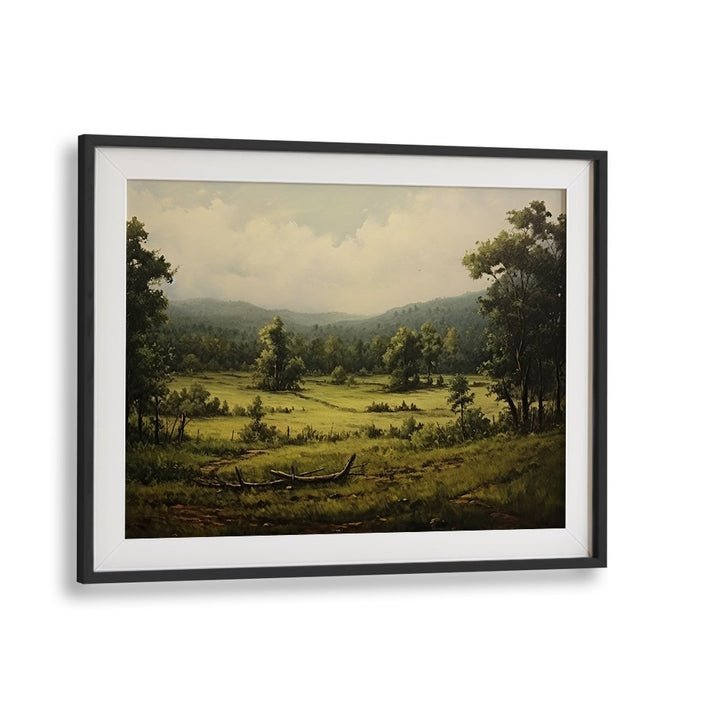 VINTAGE GREEN LANDSCAPE PAINTING , VINTAGE LANDSCAPE