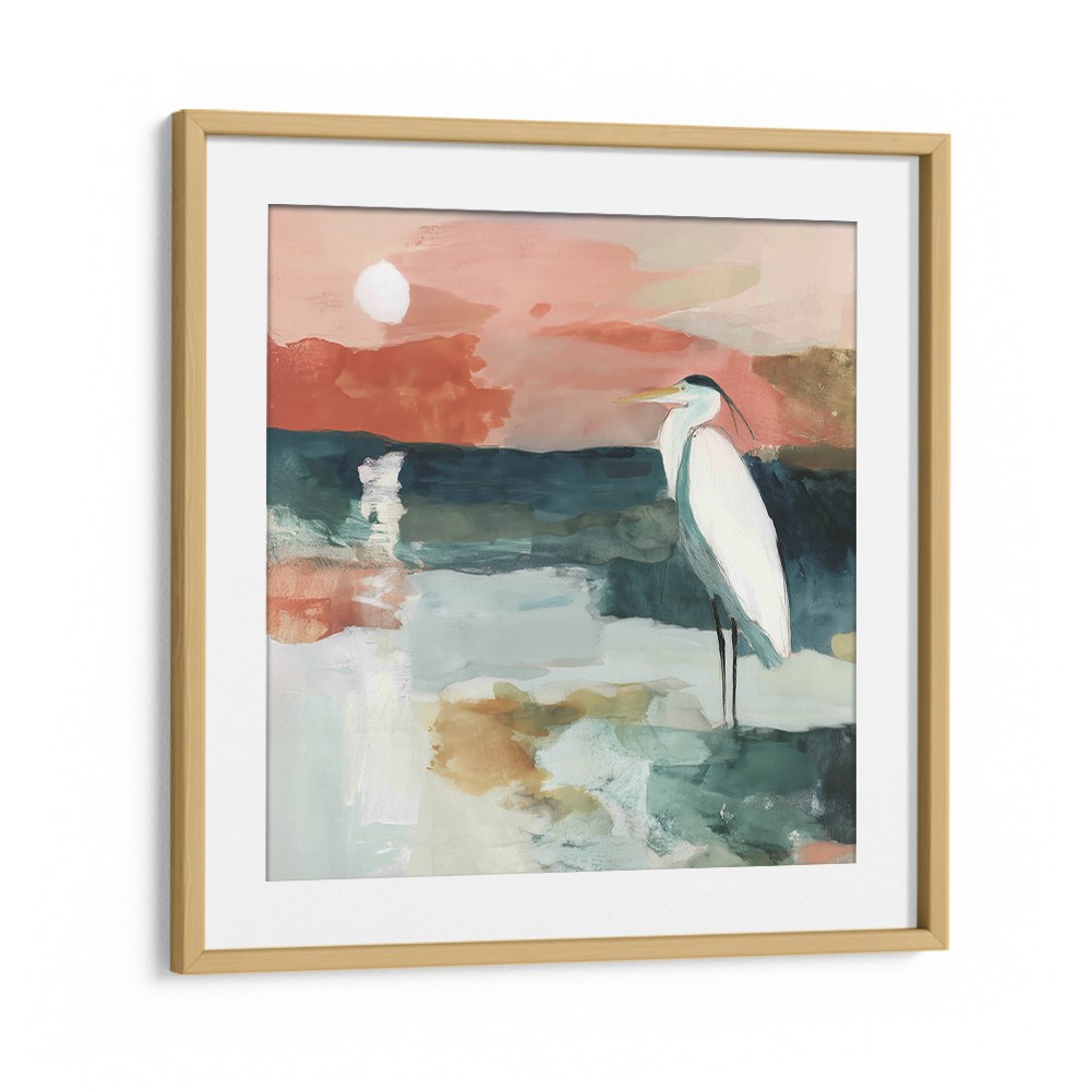 HERON AT MOONLIT SHORE
