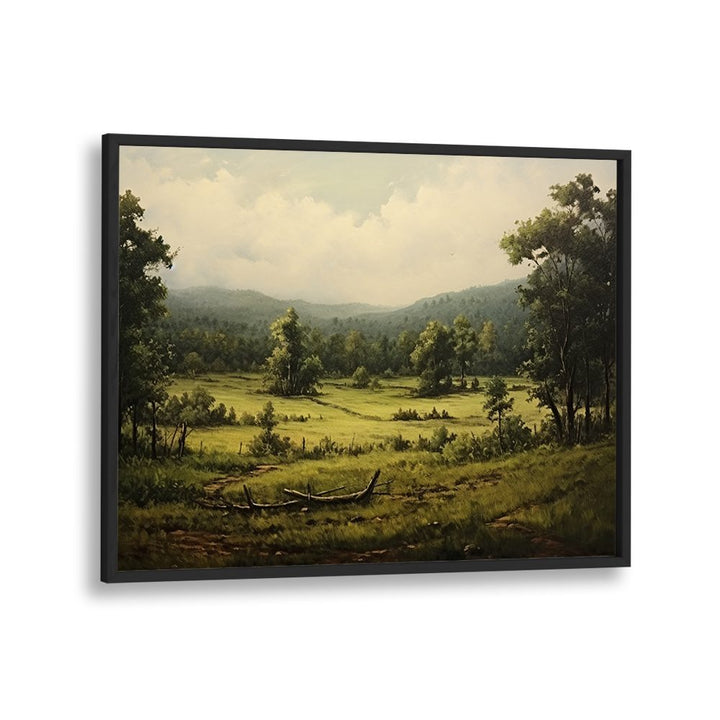 VINTAGE GREEN LANDSCAPE PAINTING , VINTAGE LANDSCAPE
