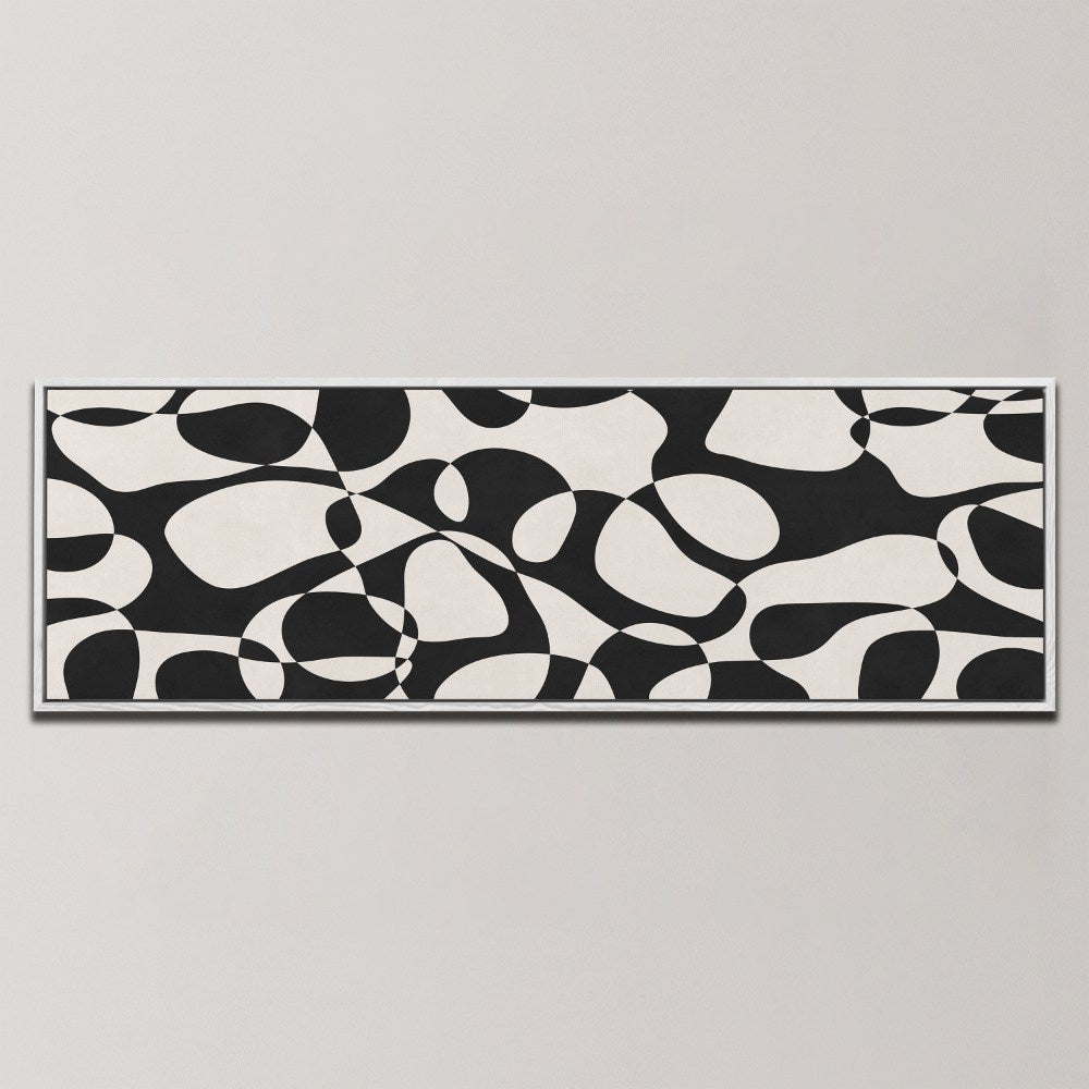 FLUID BLACK WHITE PATTERN , PANORAMIC ART
