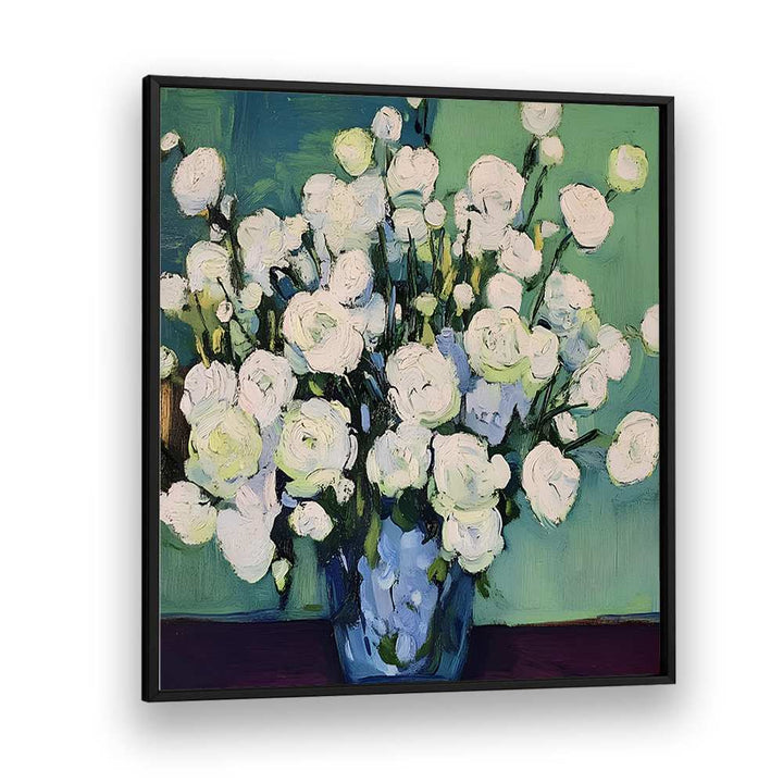 WHITE BLOOMS BLUE VASE