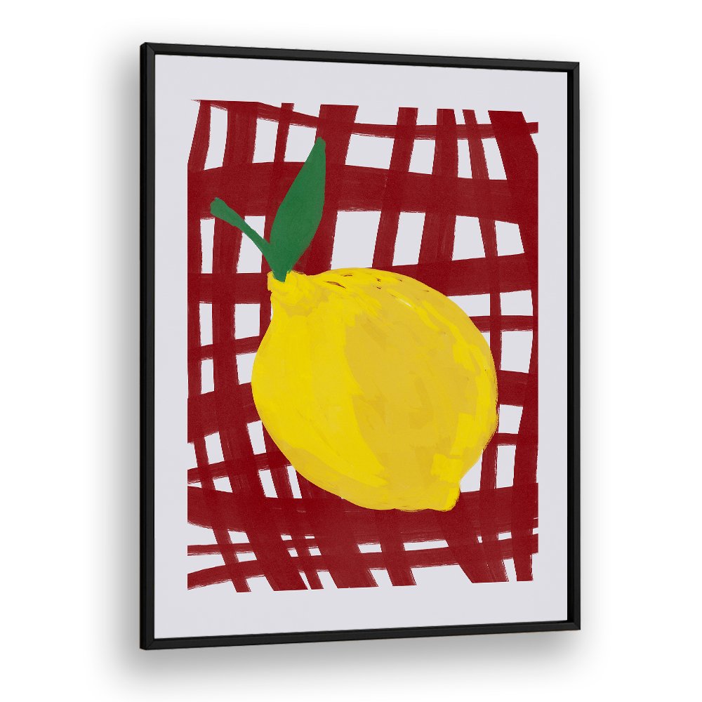 BRIGHT LEMON RED GRID