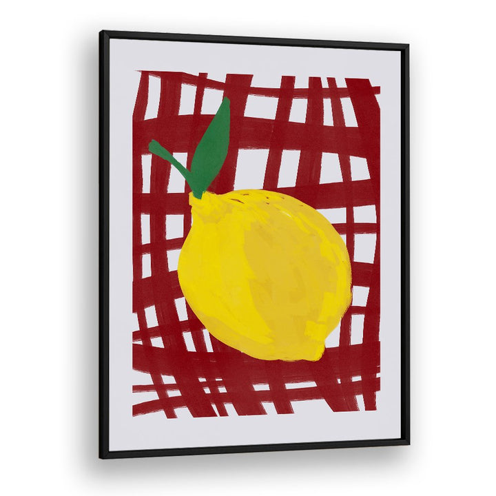 BRIGHT LEMON RED GRID