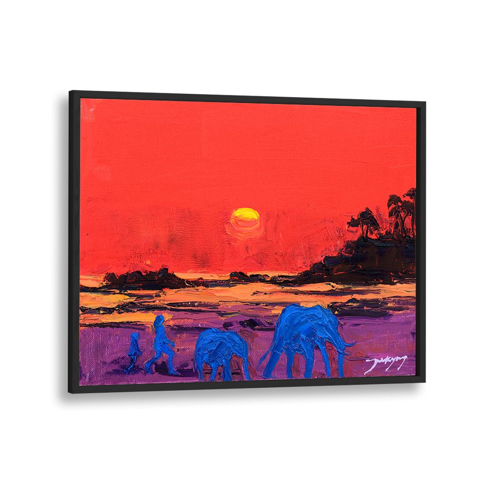 VIVID SUNSET ELEPHANTS