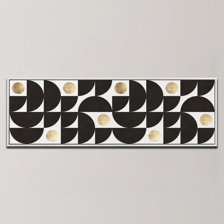 ELEGANT GEOMETRIC GOLD CIRCLES , PANORAMIC ART