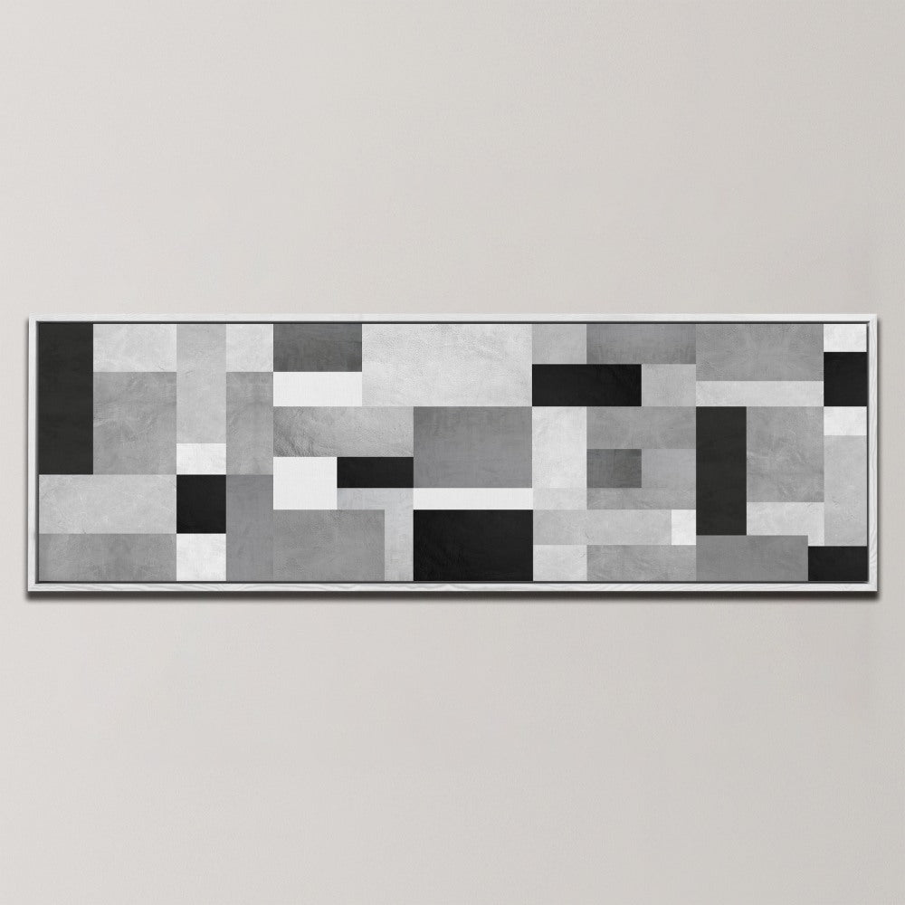 MONOCHROME GEOMETRIC BLOCKS , PANORAMIC ART