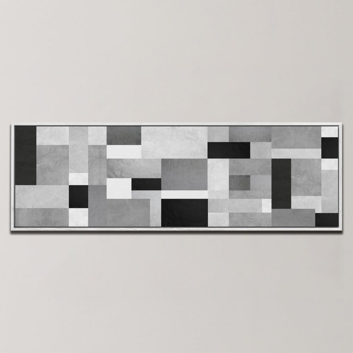 MONOCHROME GEOMETRIC BLOCKS , PANORAMIC ART