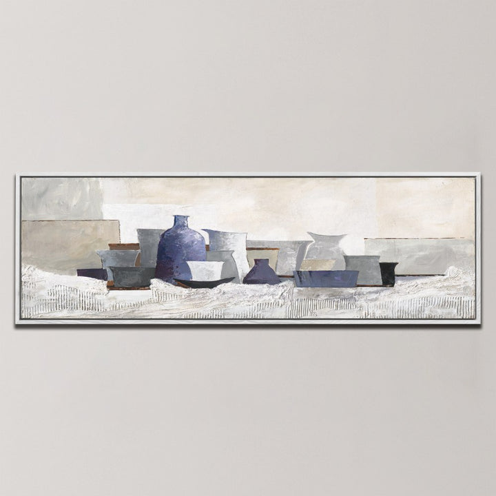 MODERN BLUE STILL LIFE , PANORAMIC ART