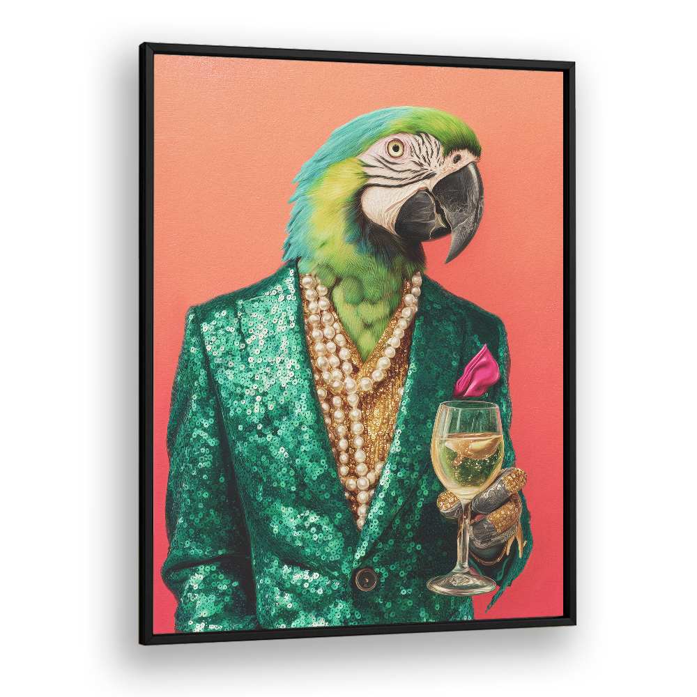 DAPPER PARROT WITH WINE