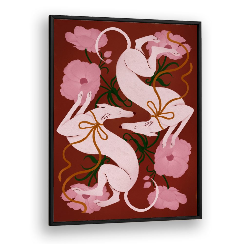 ELEGANT GREYHOUNDS AND FLOWERS
