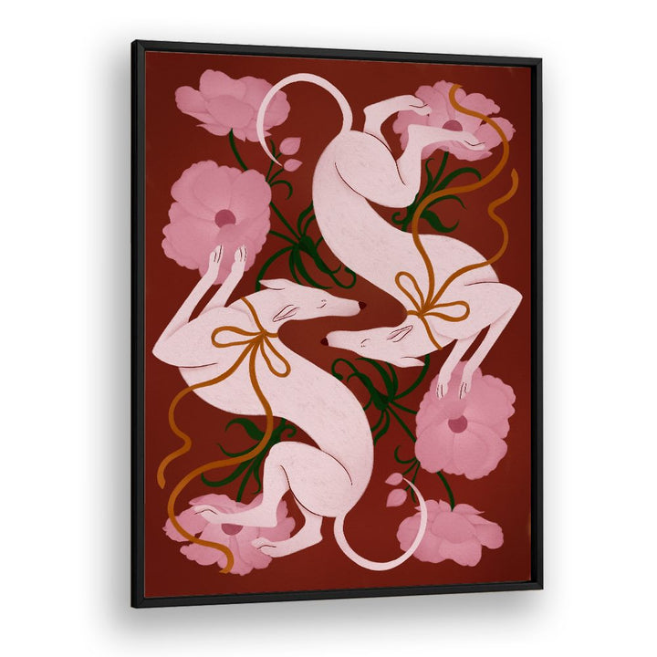 ELEGANT GREYHOUNDS AND FLOWERS